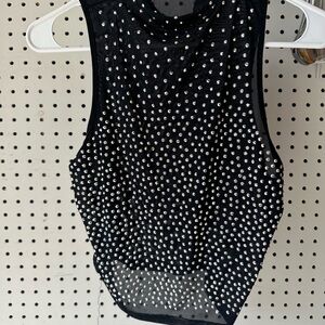 Black Rhinestone Embellished Sleeveless Top